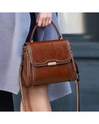 Retro style versatile small square bag cowhide