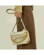 Leather pleated cloud bag