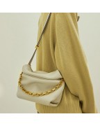 Leather pleated cloud bag