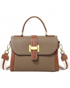 Contrast color leather handbag